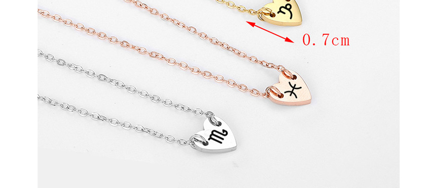 Fashion Rose Gold-pisces (7mm) Love Carved Constellation Stainless Steel Clavicle Chain,Necklaces