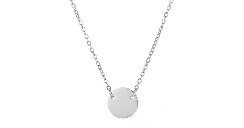Fashion Golden-june (9mm) Engraved Plant Flower Stainless Steel Geometric Round Necklace,Necklaces