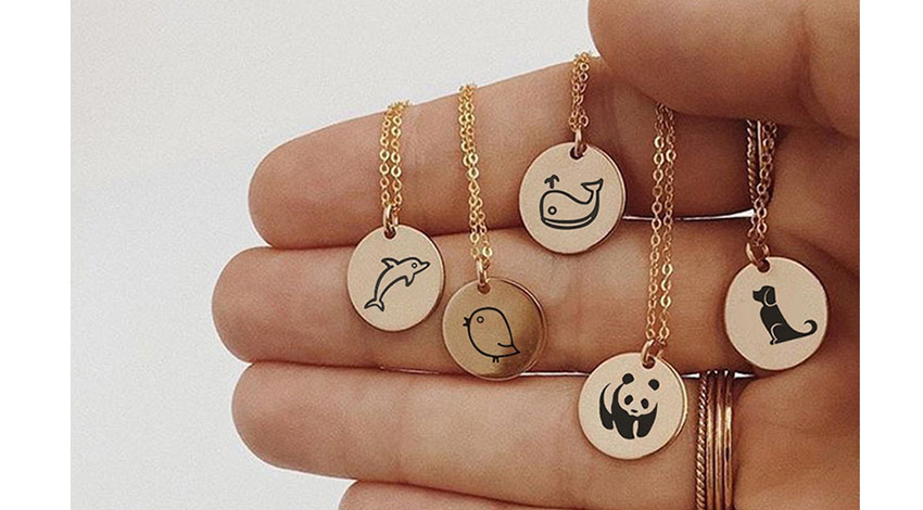 Fashion Rose Gold-penguin Geometric Round Stainless Steel Carved Animal Necklace 9mm,Necklaces