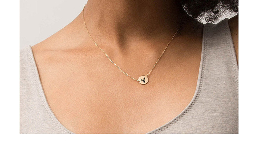 Fashion Golden-puppy Geometric Round Stainless Steel Carved Animal Necklace 9mm,Necklaces