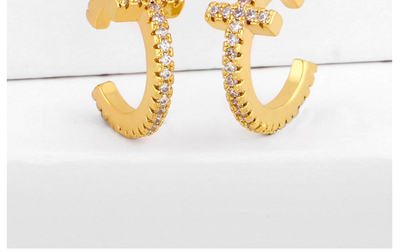 Fashion Golden Cross Diamond Alloy Ear Pierced Ear Clips,Earrings