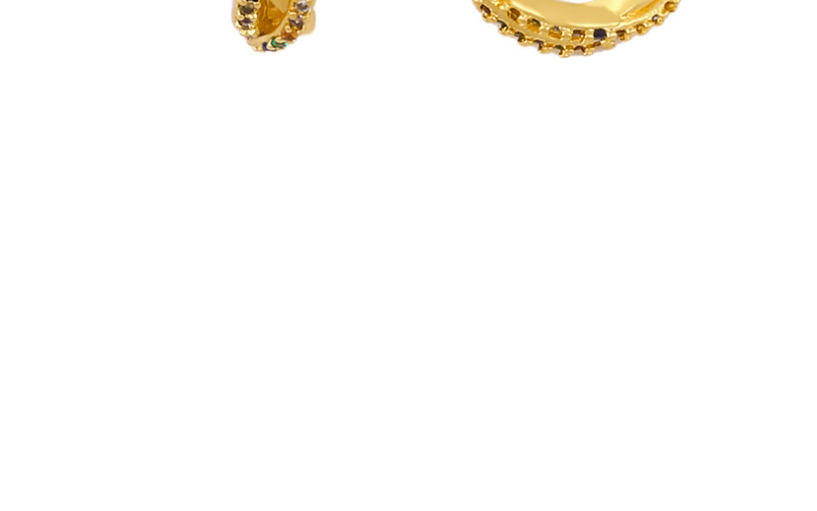 Fashion Golden Micro-set Color Zircon C-shaped Hollow Cross Pierced Ear Clips,Earrings