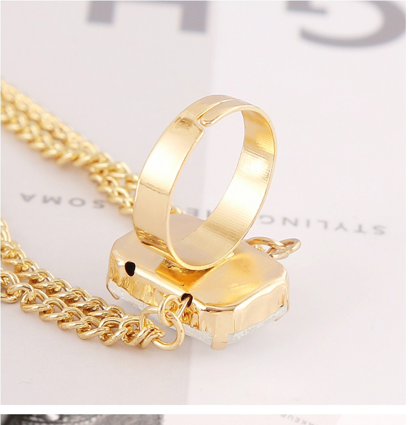 Fashion White Geometric Pendant Ring With Chain Pendant And Diamonds,Fashion Rings