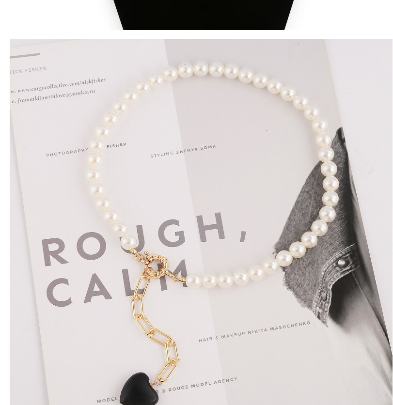 Fashion White Pearl Chain Love Openwork Necklace,Multi Strand Necklaces