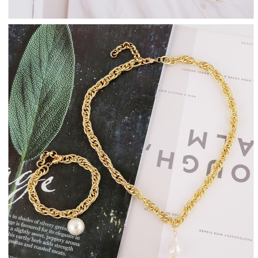 Fashion White Thick Chain Pearl Alloy Bracelet,Fashion Bracelets