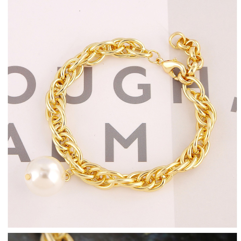 Fashion White Thick Chain Pearl Alloy Bracelet,Fashion Bracelets