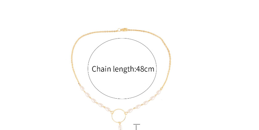 Fashion White Pearl Geometric Circle Alloy Tassel Necklace,Multi Strand Necklaces