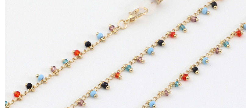 Fashion Color Small Colored Beads Non-slip Handmade Alloy Glasses Chain,Sunglasses Chain