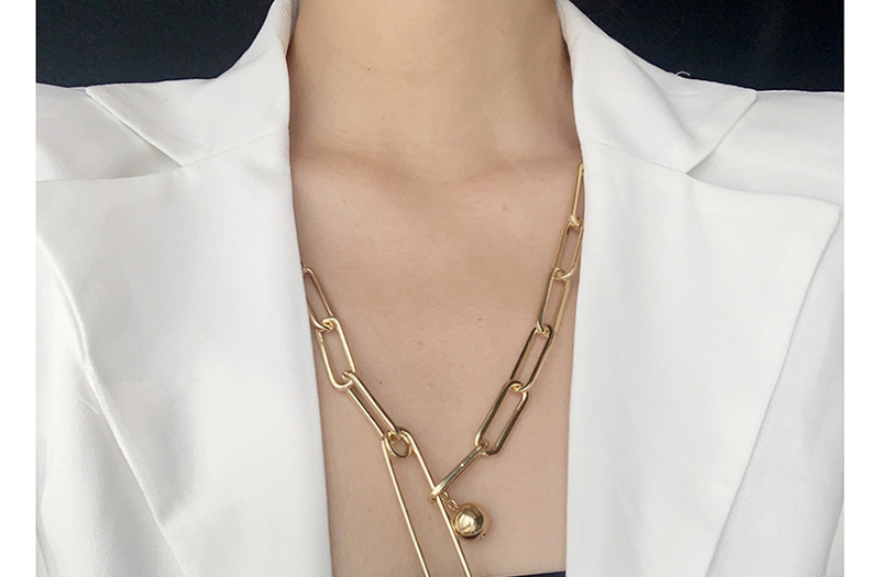 Fashion Golden Thick Chain Pin Necklace,Pendants