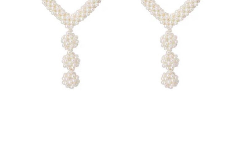 Fashion White Pearl Woven Love Earrings,Drop Earrings