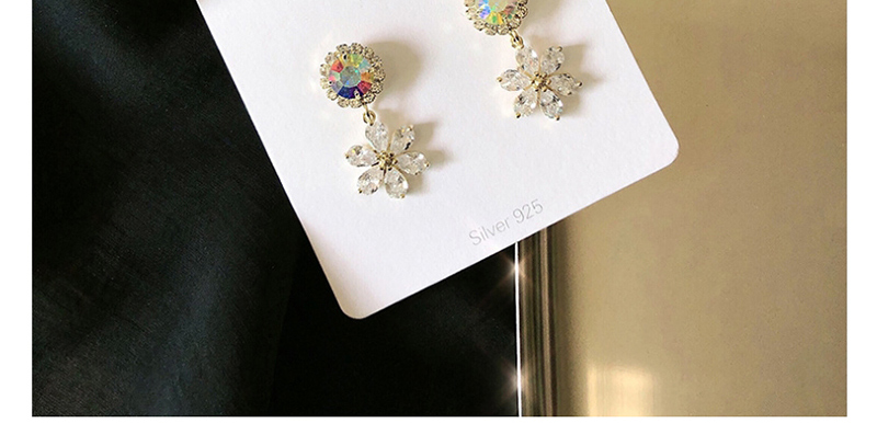 Fashion White  Silver Needle Zircon Daisy Flower Earrings,Drop Earrings