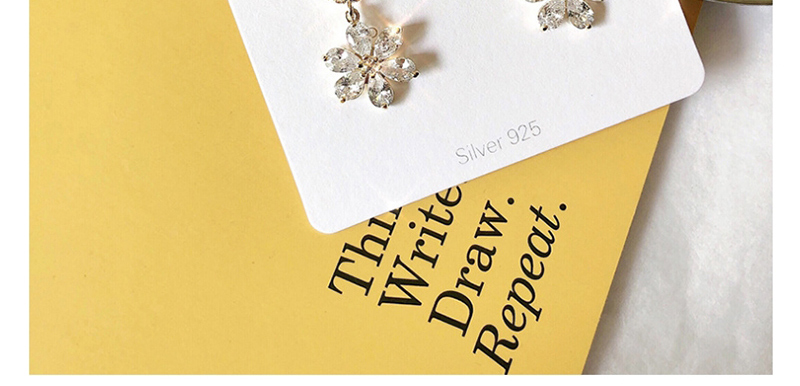 Fashion White  Silver Needle Zircon Daisy Flower Earrings,Drop Earrings