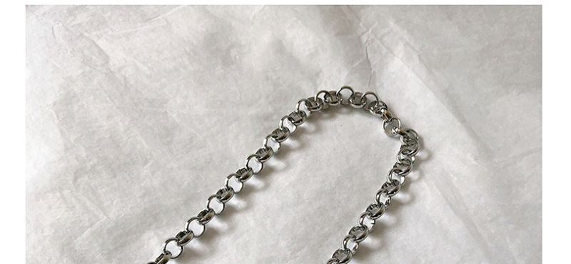 Fashion Silver Circle Thick Chain Metal Necklace,Pendants