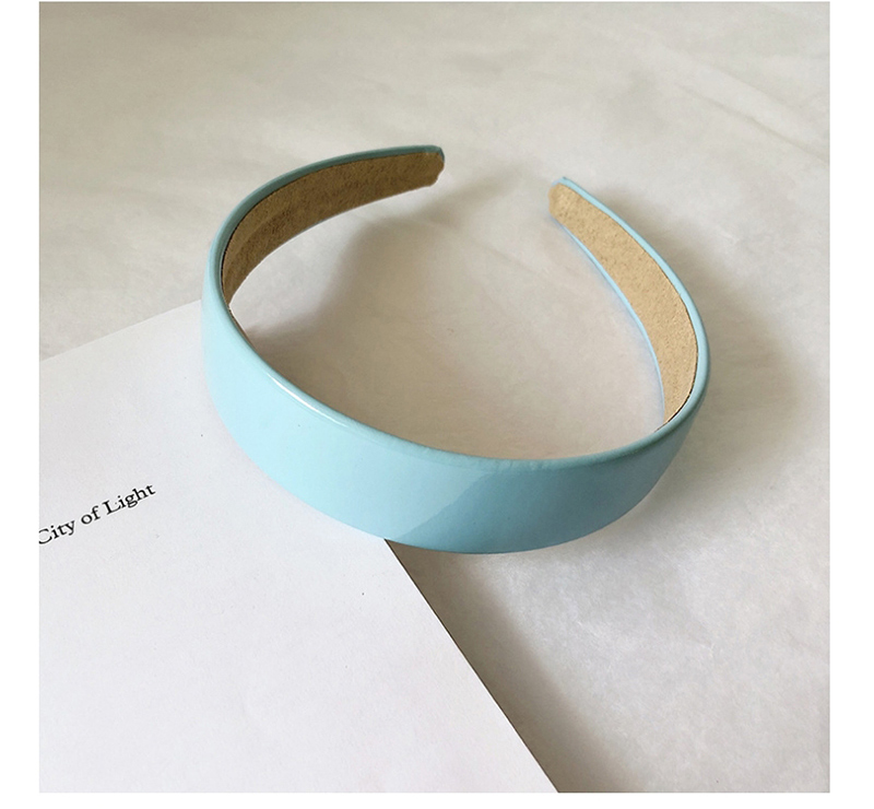 Fashion Sky Blue Patent Leather Smooth Non-slip Hair Hoop,Head Band
