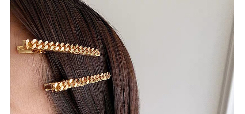 Fashion Golden Pure Color Decorated Chain Clip,Hairpins
