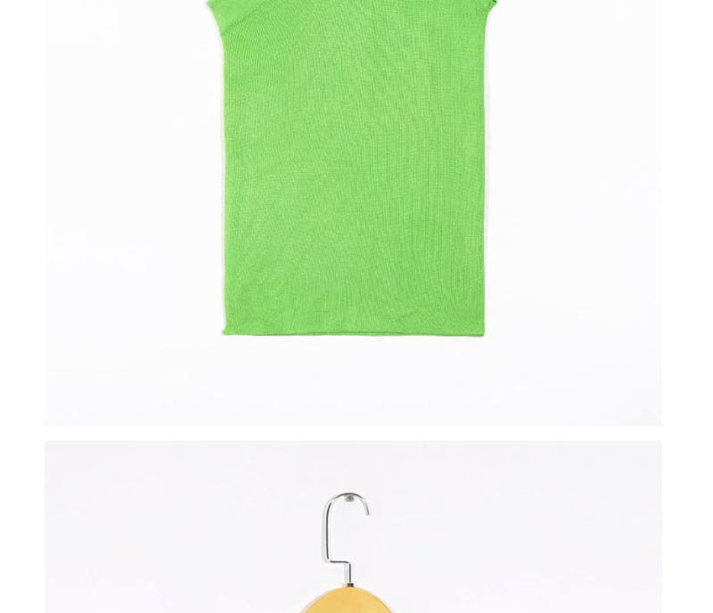 Fashion Green Sleeveless Asymmetric Knitted T-shirt,Tank Tops & Camis