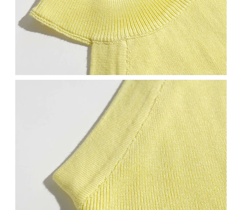 Fashion Yellow Sleeveless Asymmetric Knitted T-shirt,Tank Tops & Camis