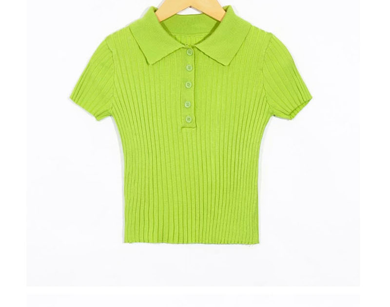 Fashion Green Lapel Knit T-shirt,Hair Crown