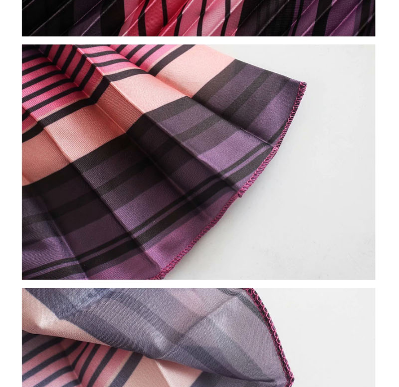 Fashion Photo Color Color Striped Pleated Skirt,Skirts