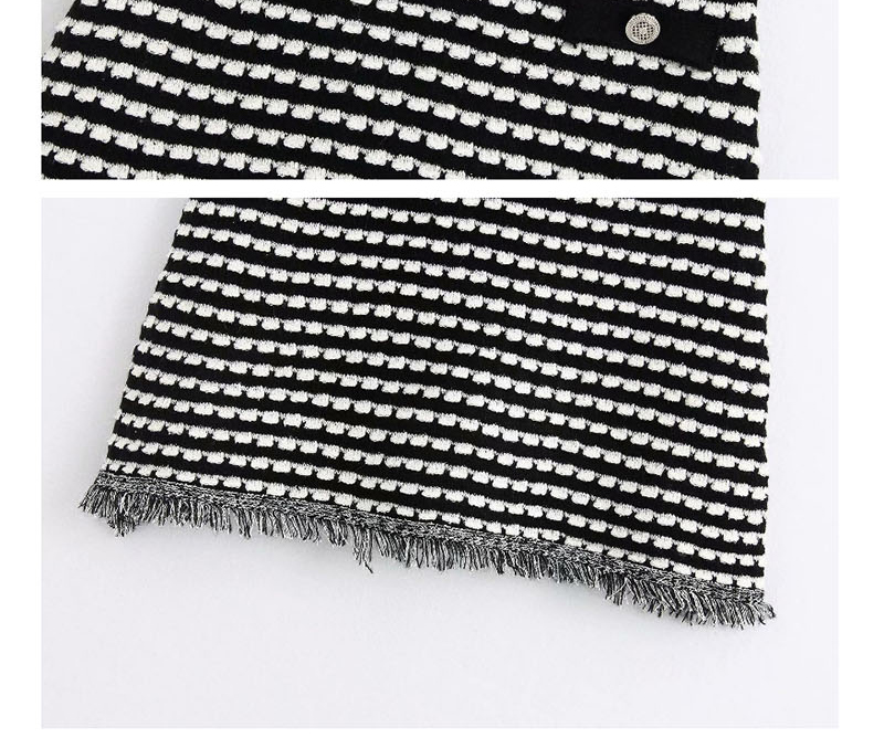 Fashion Photo Color Knit Fringed Check Skirt,Skirts