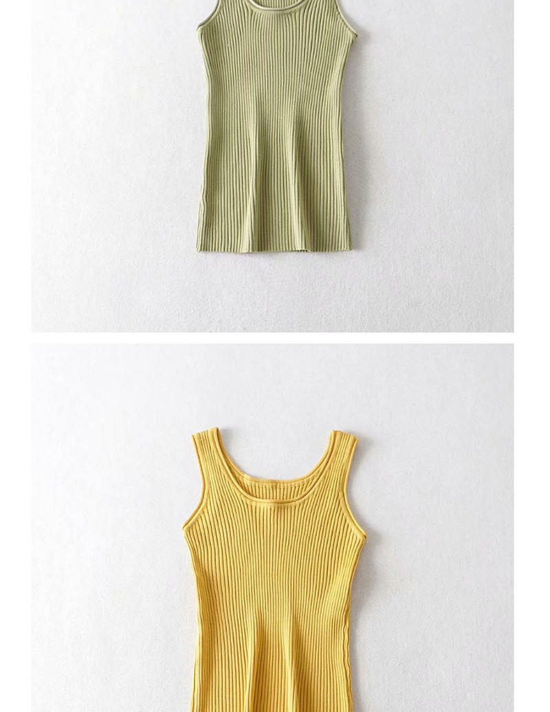 Fashion Green Round Neck Threaded Camisole,Tank Tops & Camis
