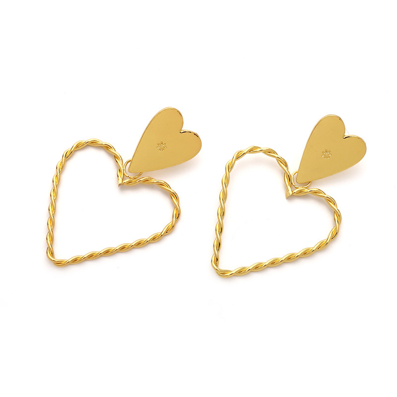 Fashion Golden Alloy Twist Heart Earrings,Drop Earrings