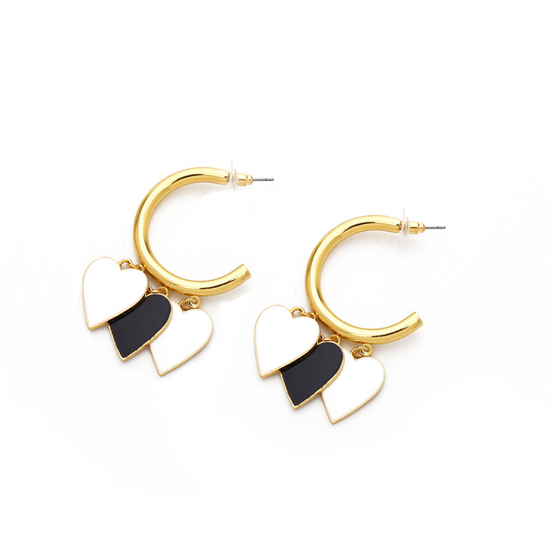 Fashion Golden Oil Drop Heart Alloy C-type Earrings,Drop Earrings