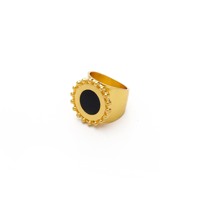 Fashion Drip Oil Black Alloy Hollow Disc Ring,Fashion Rings