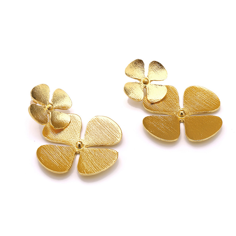 Fashion Flowers Gold Alloy Brushed Earrings,Drop Earrings