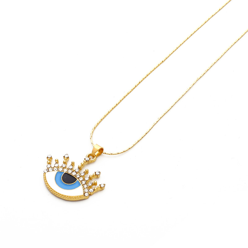 Fashion Eyelashes Golden Hollow Diamond Eye Alloy Necklace,Pendants