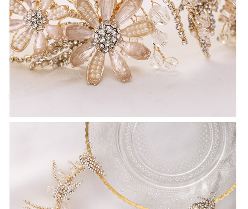 Fashion Golden Flower Crystal Beaded Headband With Diamonds,Head Band