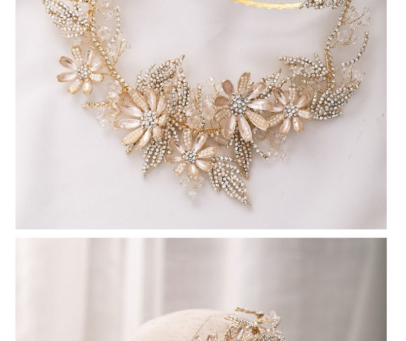 Fashion Golden Flower Crystal Beaded Headband With Diamonds,Head Band