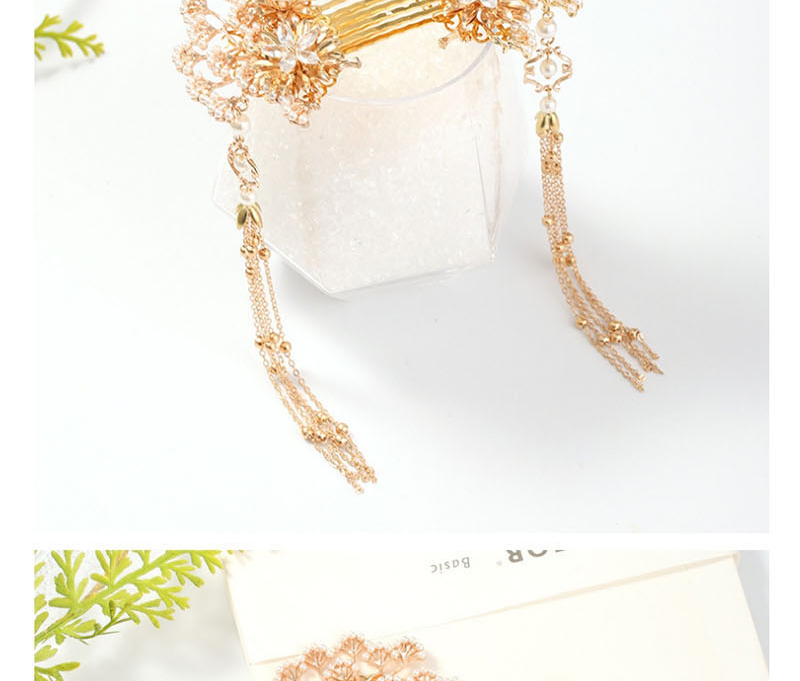 Fashion Golden Pearl Flower Diamond Hair Bun Set,Hairpins