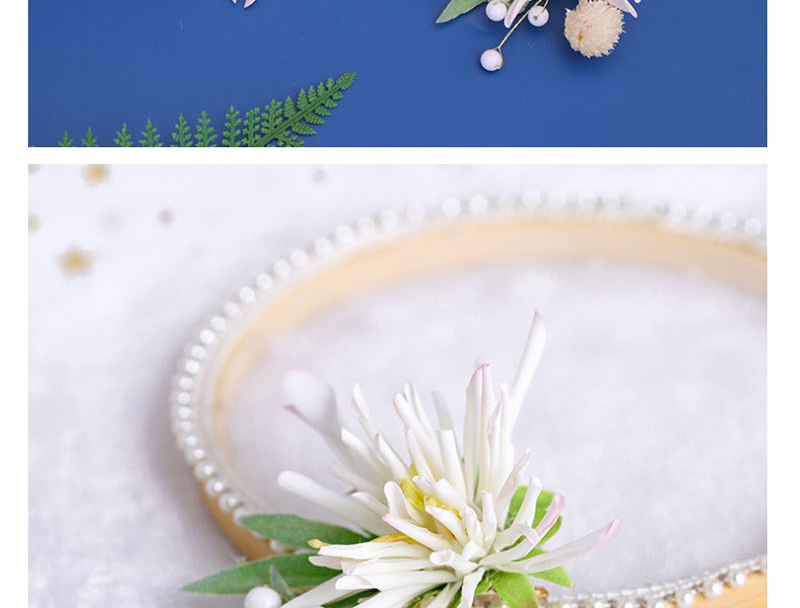 Fashion Powder White Leaf Pearl Flower Hair Clip Set,Hairpins