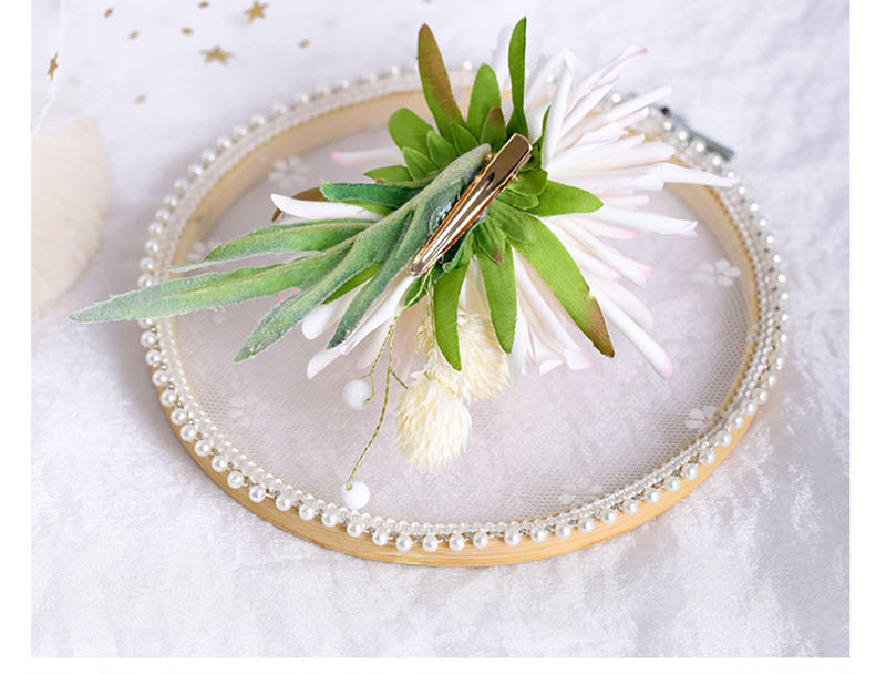 Fashion Powder White Leaf Pearl Flower Hair Clip Set,Hairpins