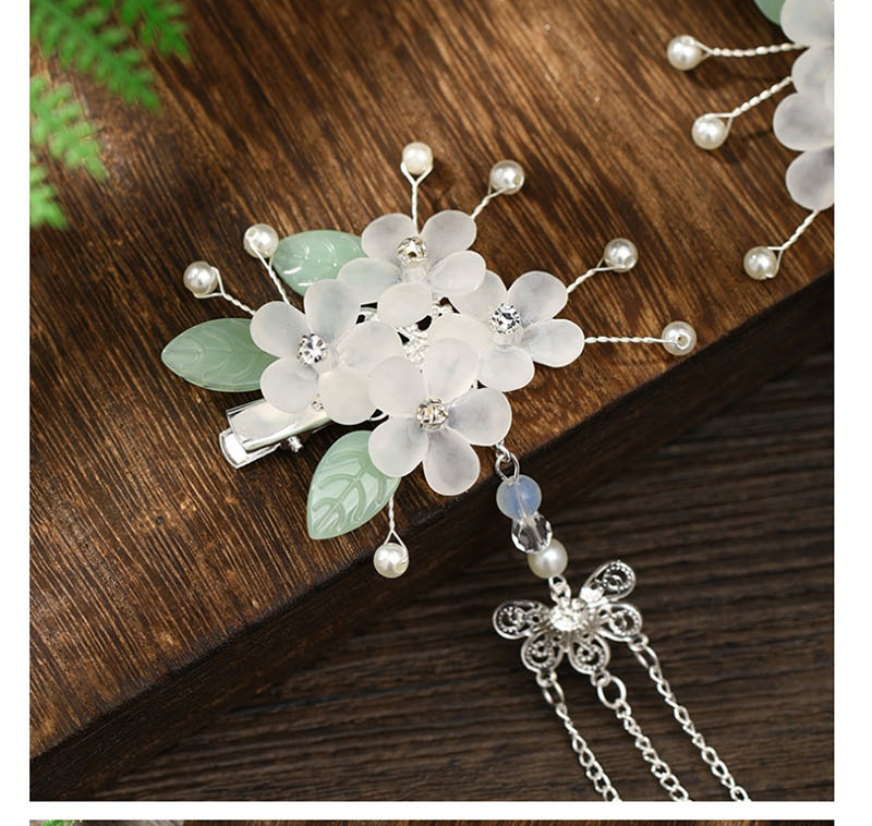 Fashion White Tassel Leaf Flower Hairpin,Hairpins