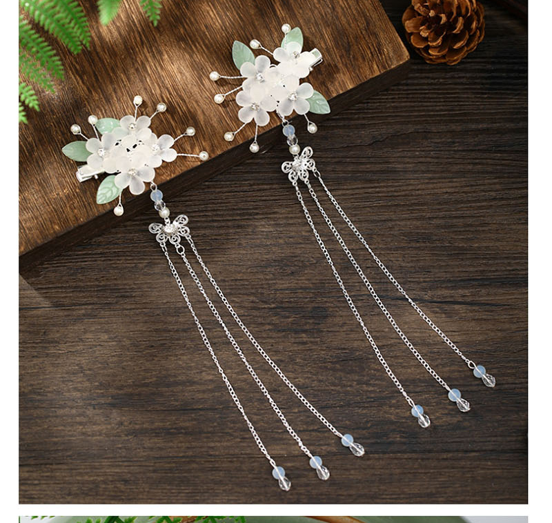 Fashion White Tassel Leaf Flower Hairpin,Hairpins