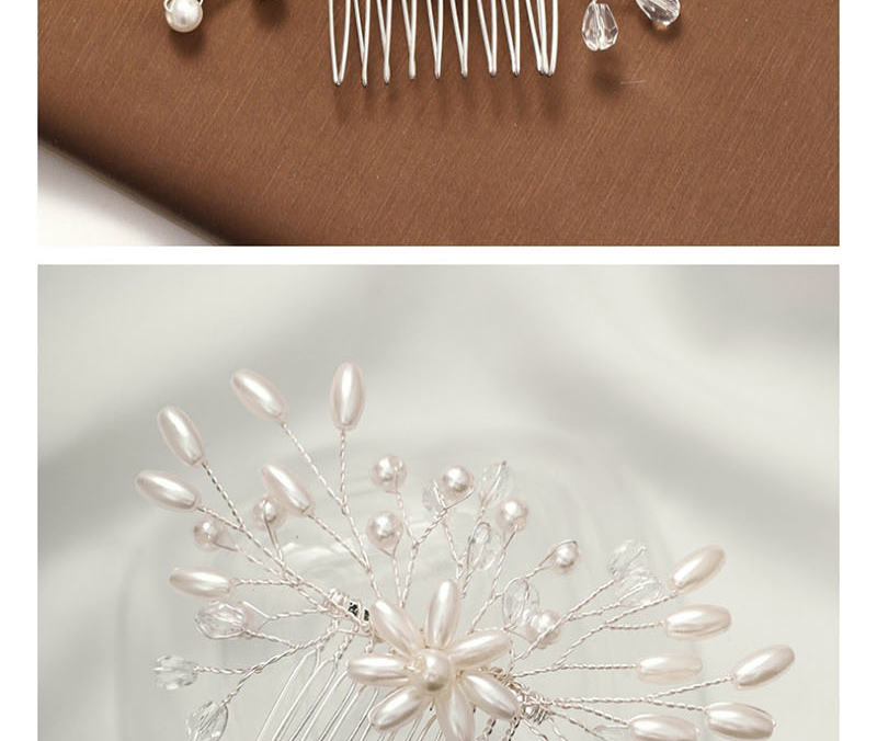 Fashion White Pearl Weave Flower Comb,Bridal Headwear
