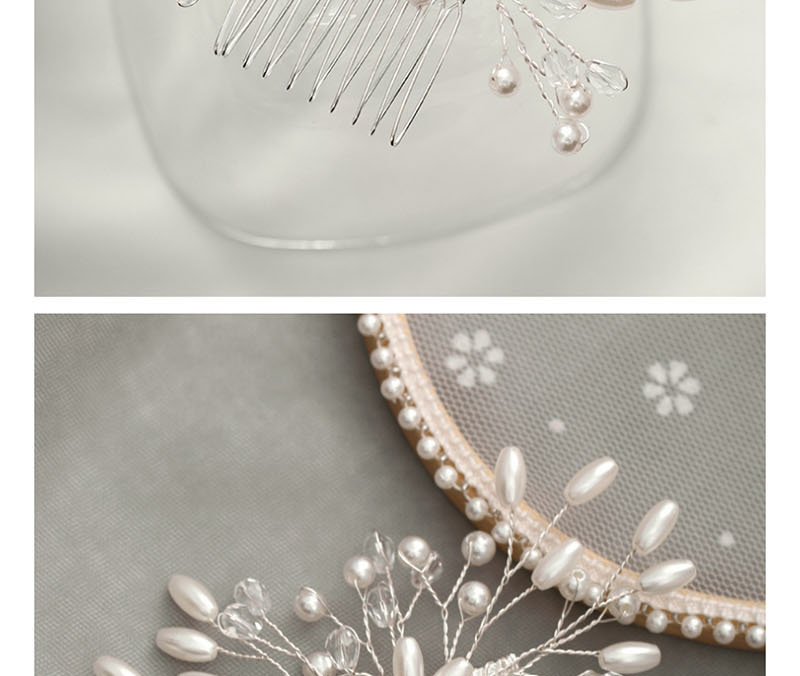 Fashion White Pearl Weave Flower Comb,Bridal Headwear