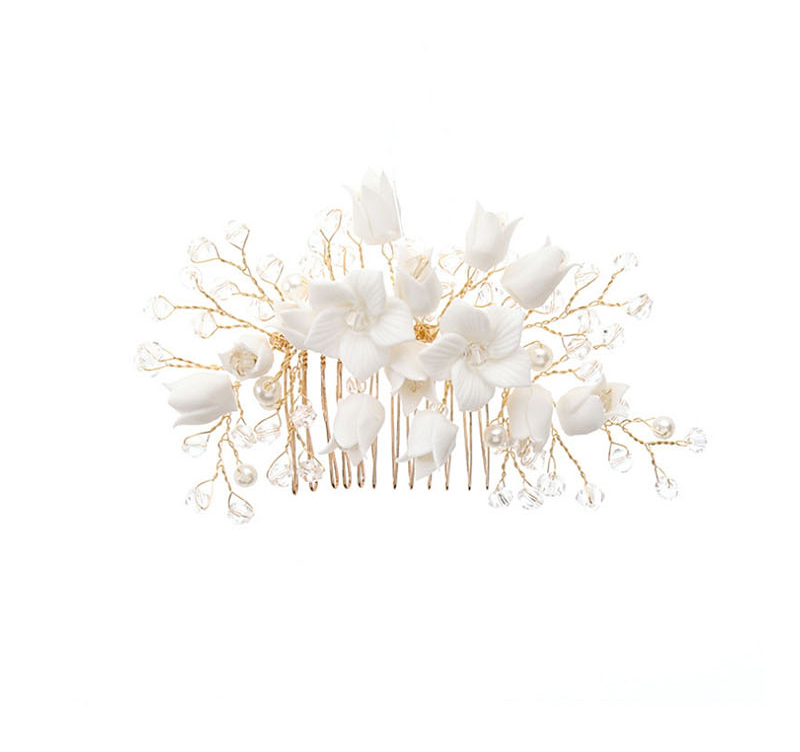Fashion White Crystal Flower Comb,Bridal Headwear