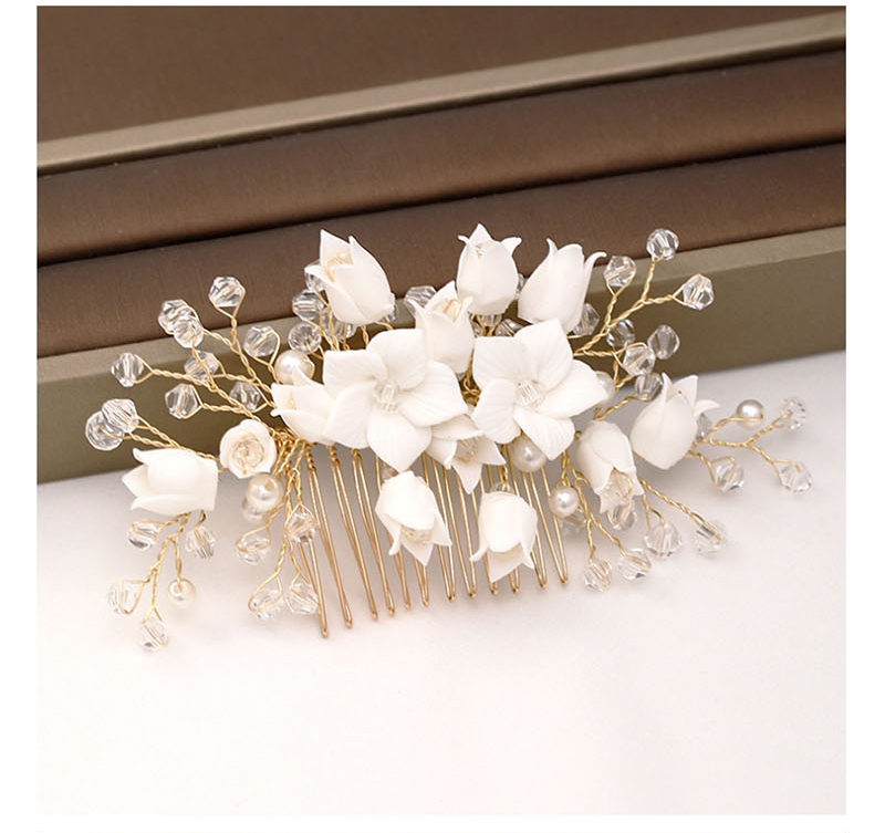 Fashion White Crystal Flower Comb,Bridal Headwear