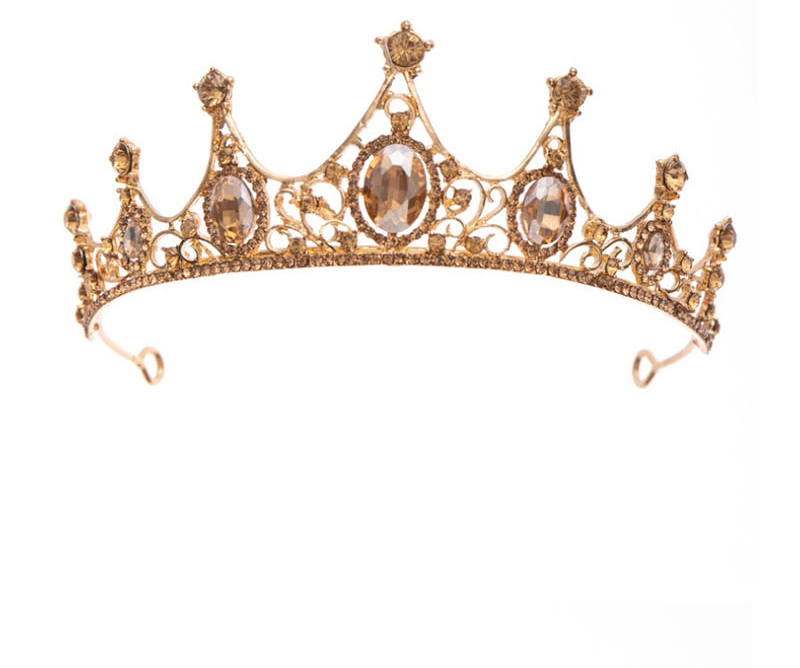 Fashion Champagne Hollow Alloy Diamond Crown Headband,Head Band