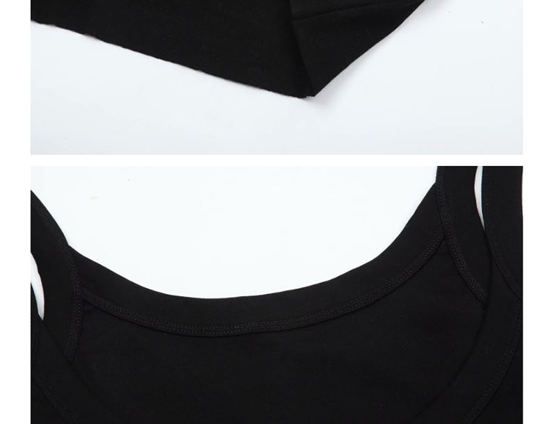 Fashion Black Short-sleeved Wide-back Tank Top,Tank Tops & Camis