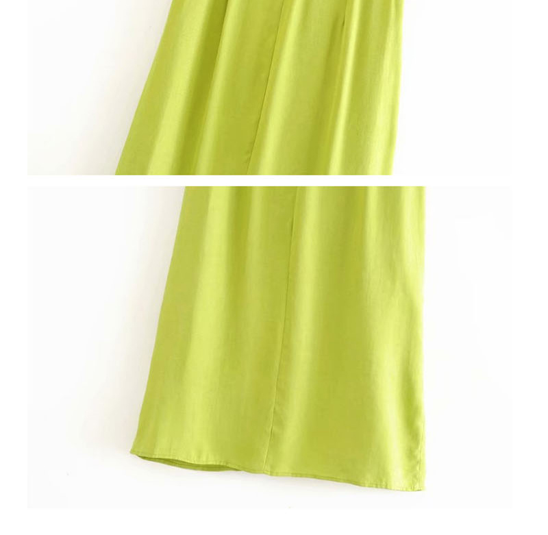 Fashion Yellow-green Pleated Split Skirt,Skirts