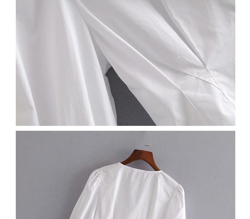 Fashion White Ruffled Pleated X-shirt,Blouses