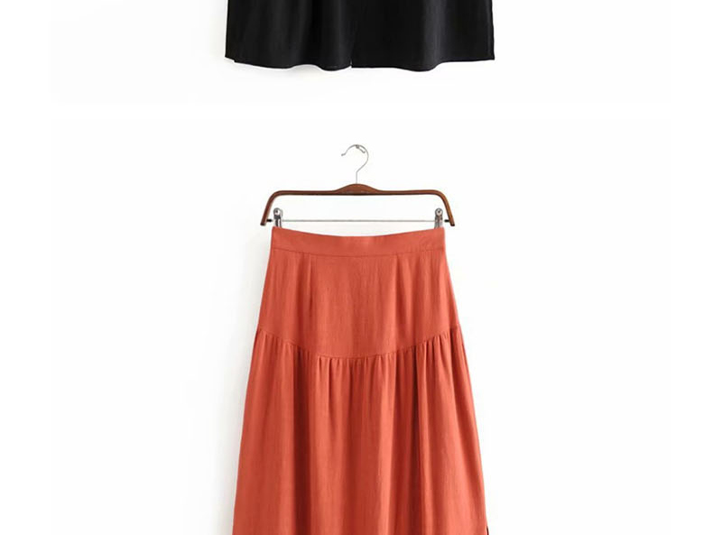 Fashion Orange Split High-waisted Single Breasted Skirt,Skirts
