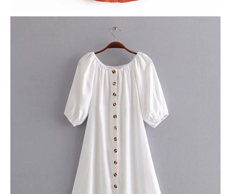 Fashion White Single-breasted Dress With Irregular Hem At The Shoulder,Mini & Short Dresses