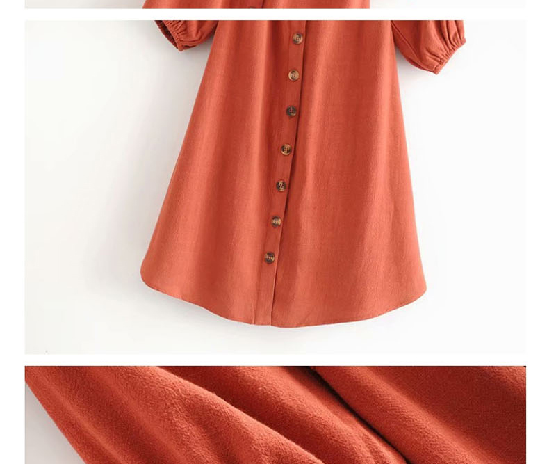 Fashion Orange Single-breasted Dress With Irregular Hem At The Shoulder,Mini & Short Dresses