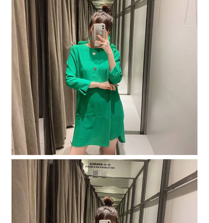 Fashion Green Cropped Sleeve Dress,Mini & Short Dresses