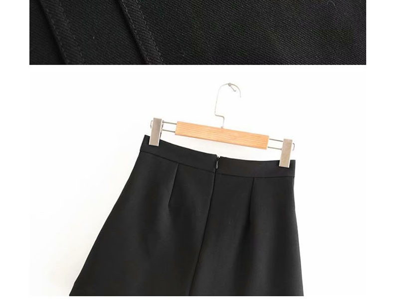 Fashion Black Pleated Double-breasted Skirt,Skirts